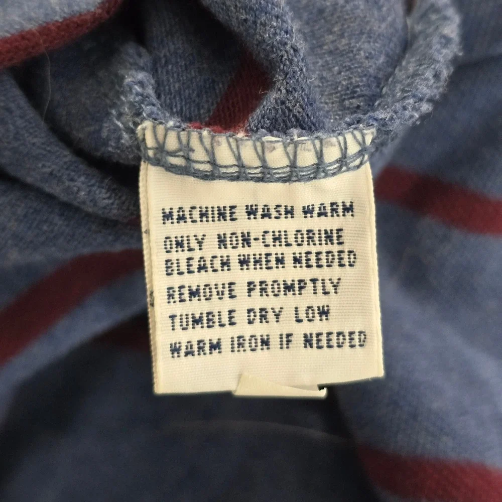 Polo Ralph Lauren Mens Large Blue Burgundy Striped Cotton Pique Polo‎ Shirt L